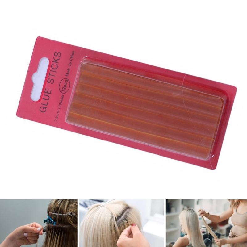 12pcs Heat Resistant Adhesive Sticks For Professional And DIY Hair Extension Application Hot Melt Glues for Wigs