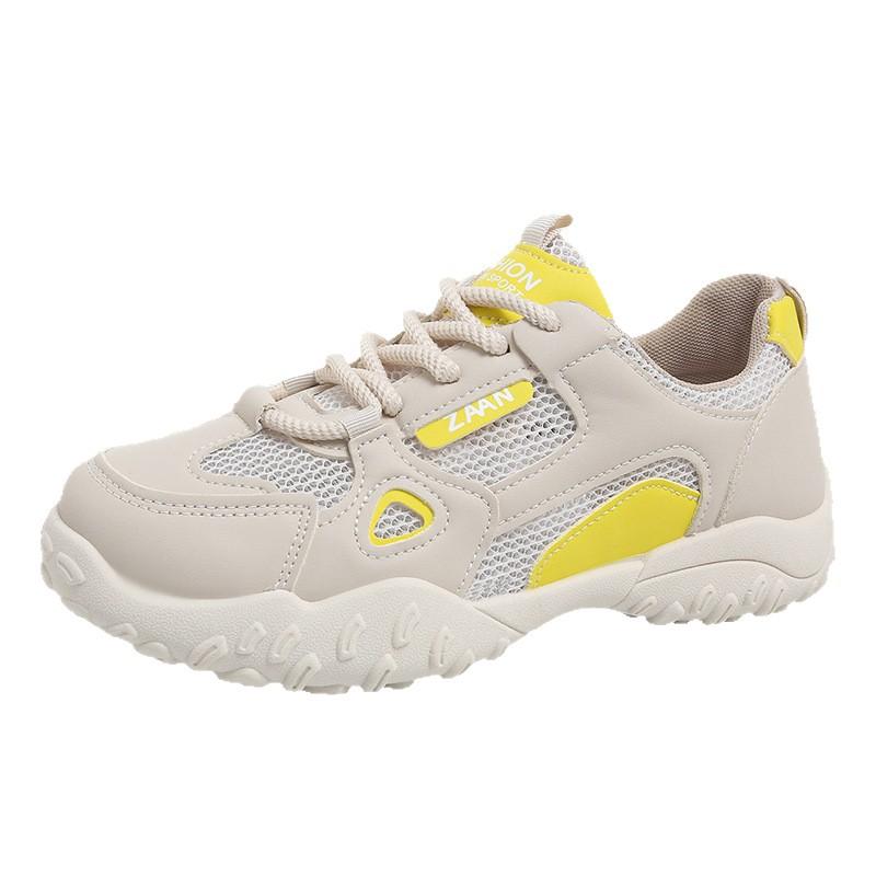 Korean version of mesh breathable sports shoes women's 2025 summer new versatile color matching lace-up low-top casual shoes outer wear