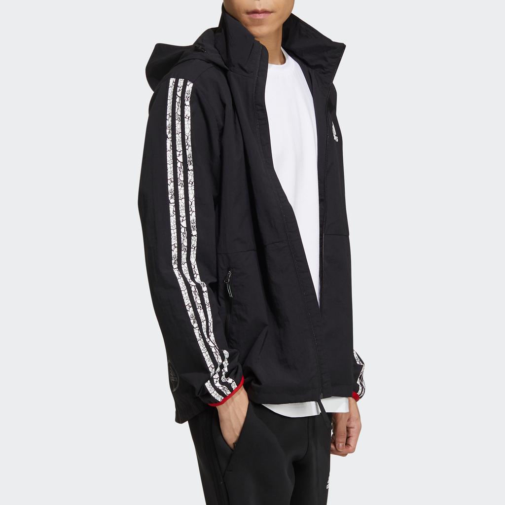 Adidas Striped Casual Sports Windbreaker Jacket Men Outerwear Black GV5151