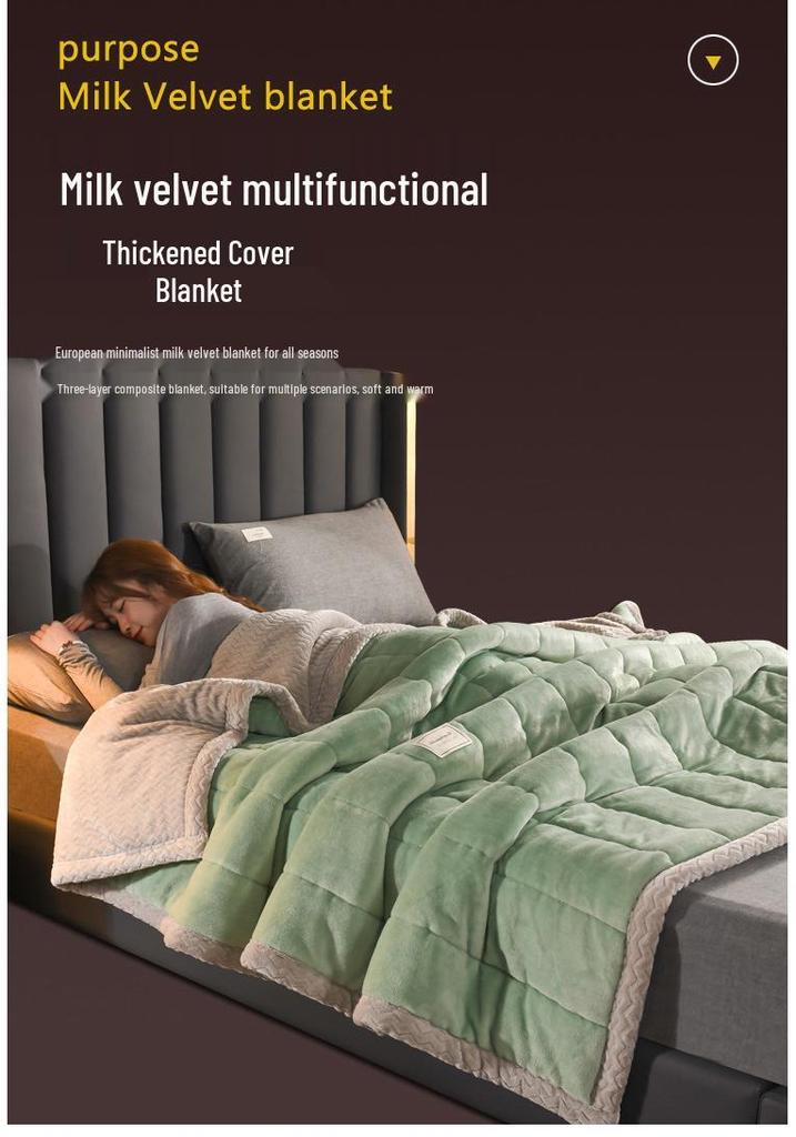 AB Version Milk Velvet Multifunctional Winter Shawl and Blanket - Thick, Warm, Double-Sided Velvet