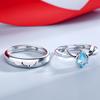Fashion Irregular Green Leaves Couple Rings For Women Men Lovers Luxury Zircon Silver Color Open Ring Bride Wedding Jewelry Gift