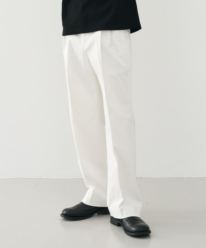 ARRAYED Straight Wide Two-Pleated Elastic Chino Pants [Khaki]