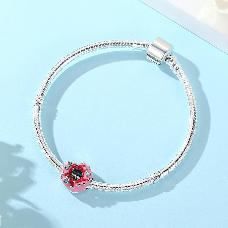 Original 925 Sterling koppar Berlocker Fotboll Fotboll Kärlek Kaffe Pärlor Passar Märkesarmband Halsband DIY Zirkon För Kvinnor