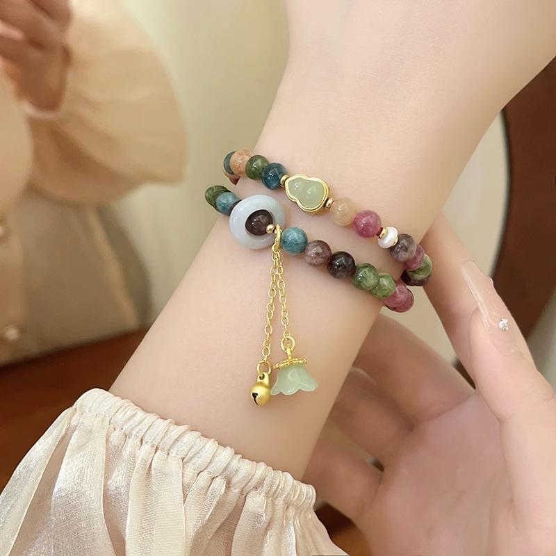 100% Natural Tourmaline Stone & Jade 14K Gold Filled Female Charm Bracelet  For Women Christmas Gifts Cheap