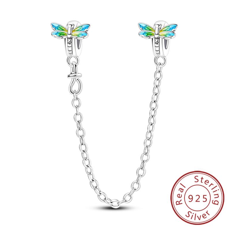 Original Delicate Blue Colored Dragonfly Pendant Copper Bead Fit Bracelet Women Gift Diy Accessory Party Jewelry