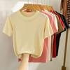 Fashion Short Sleeve Loose Knitted T Shirt Women Summer New Beading Round Neck Casual Women's T-shirt Tops Elegant Slim Fit Simple Woman Tee 26235
