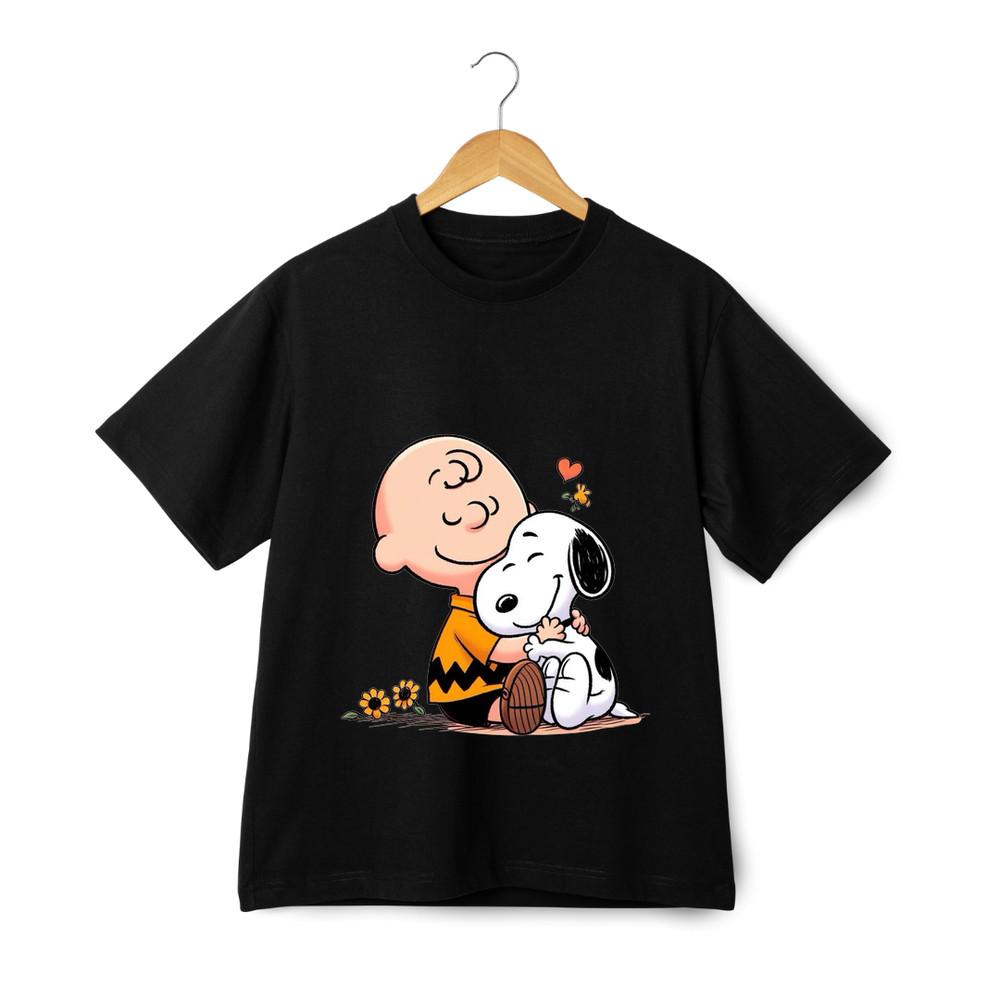 Snoopy Charlie Brown Hug Graphic T-Shirt Friendship Love Streetwear Tee