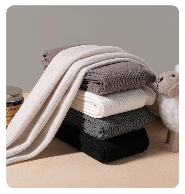 Children's Knit Cotton Striped Fleece Footed Tights - Autumn/Winter Dance Base Layer
