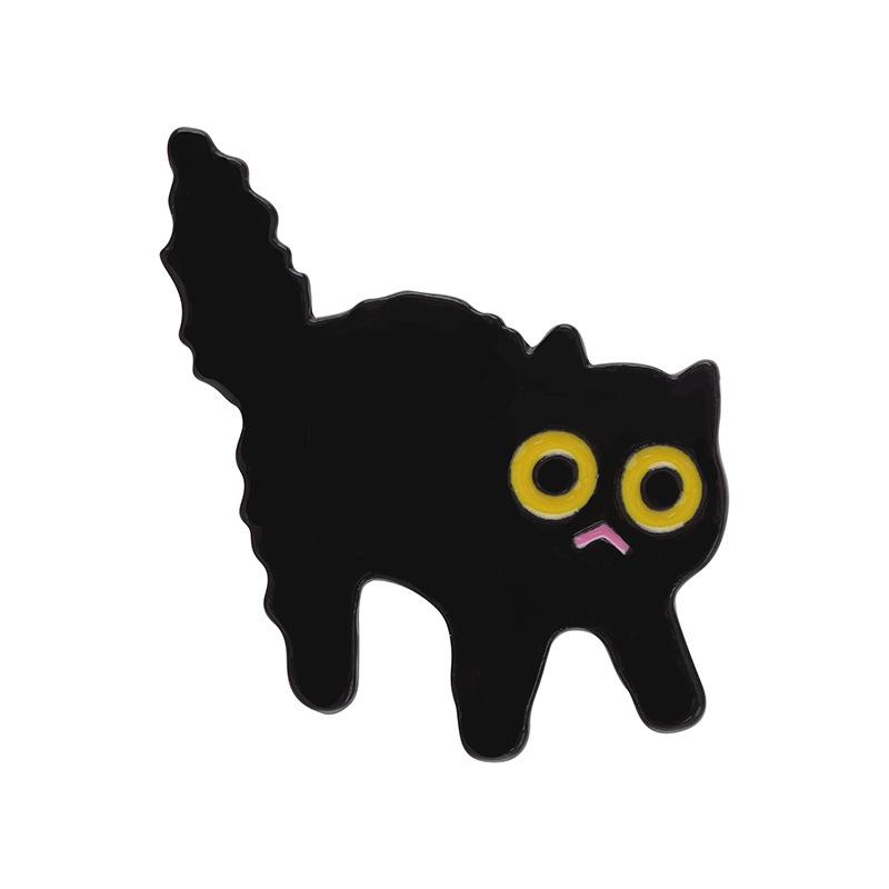 Cute Cat Black Brooch Set With Delightful Floral And Plant Motifs Perfect For Fall Fashion