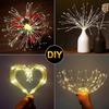 LED Solar Hanging Firework Lights - Outdoor Garden, Lawn, Wedding, Courtyard, Upside-Down Dandelion Decor.