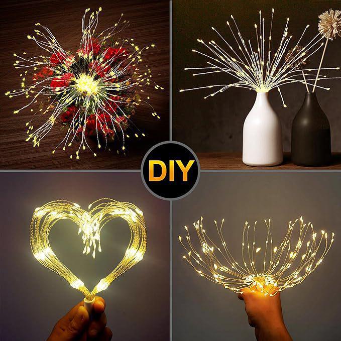 LED Solar Hanging Firework Lights - Outdoor Garden, Lawn, Wedding, Courtyard, Upside-Down Dandelion Decor.