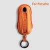 For Porsche Panamera Cayenne 971 911 9YA Macan Boxster Spyder Carrera Cayman 970 981 991 3 Buttons Suede Car Key Case Keychain
