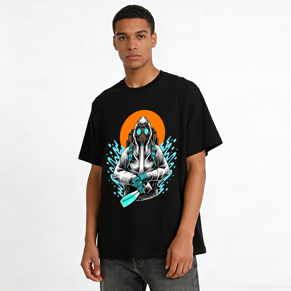 Biohazard Gas Mask Cool Print Casual Top Pure Cotton T-shirt