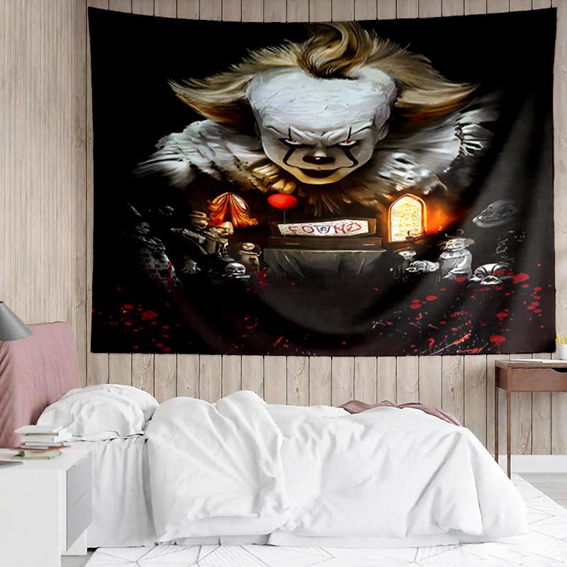 1PC Scary Clown Horror K-pop music group Tapestry Accessories for Bedroom,Livingroom, dormitory Room Wall Decor Fan Birthday Gifts