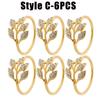 6-48PC High-End Metal Napkin Rings Diamond Pattern Leaf Motif Decorative Clips for Wedding Banquet Hotel Table Settings