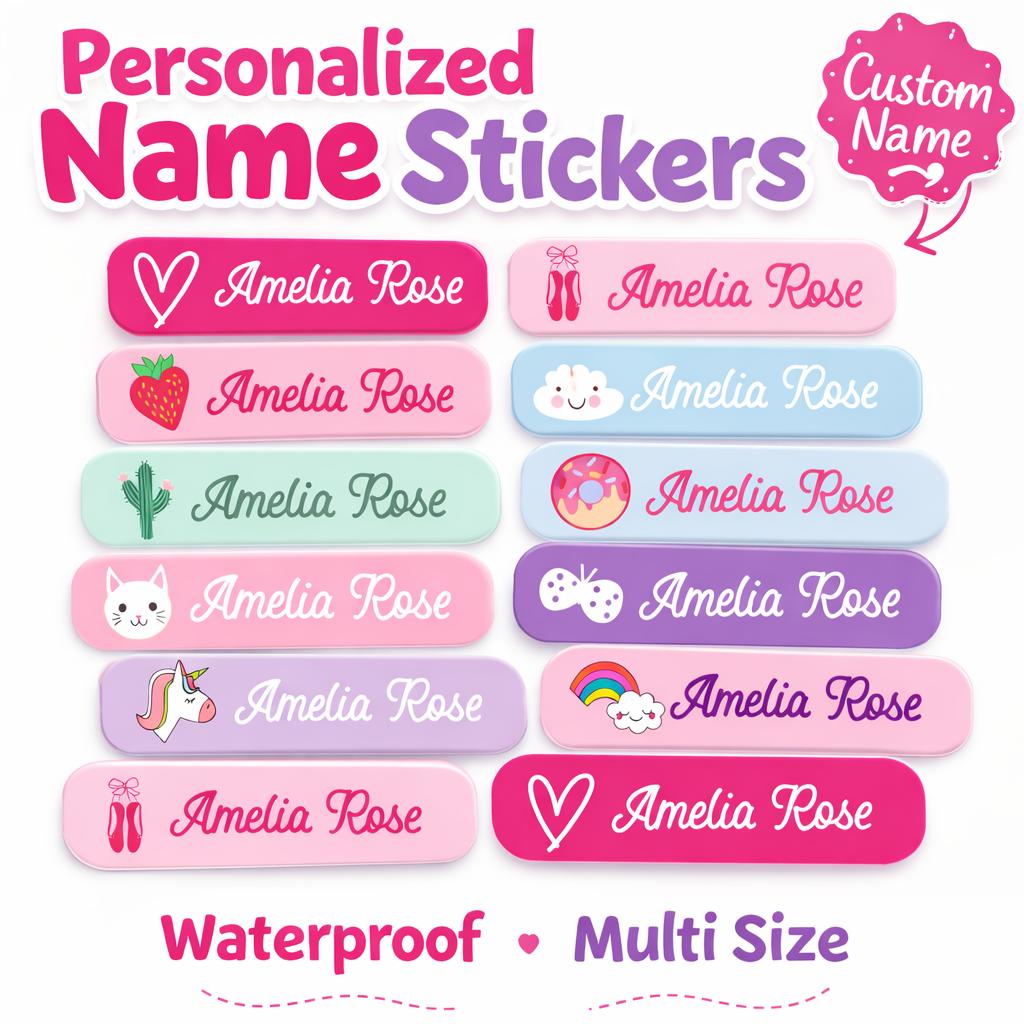 132 Personalized Name Stickers For Kids Custom Waterproof Name Labels For Bottles Lunch Boxes School Supplies