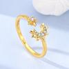 Copper Golden Collection Open Ring Authentic Star Shape Moon Zircon Wedding Anniversary Rings Jewellery Gift Ideal For Women