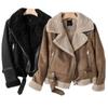 Ropa de invierno para mujer Abrigo de piel de ante de motocicleta grueso con solapa grande para mujer