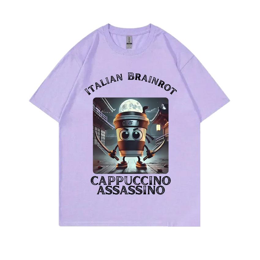 Italian Brainrot Cappuccino Assasino Funny Meme Tshirt Men Women Casual Joke Humor  T-shirt Unisex Vintage Oversized T Shirts