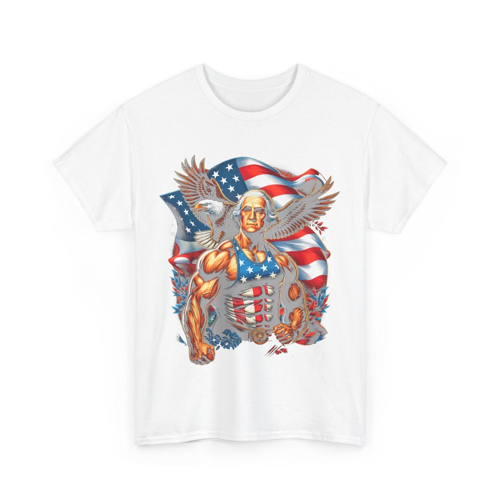 George Washington 4th of July American Flag Independence Day Patriotic Shirt S