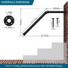 Outdoor/Indoor Metal Stair Handrail | 27.5'' Safety Grab Bar for 1-3 Steps | Non-Slip Elderly/Kids/Disabled