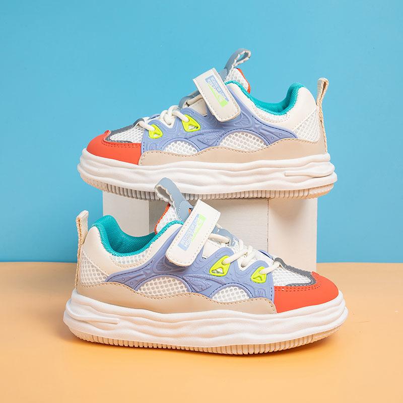 Boys Casual Breathable Running Shoes New Soft Sole Children Versatile Board Shoes Spring and Autumn Mesh Velcro Girls