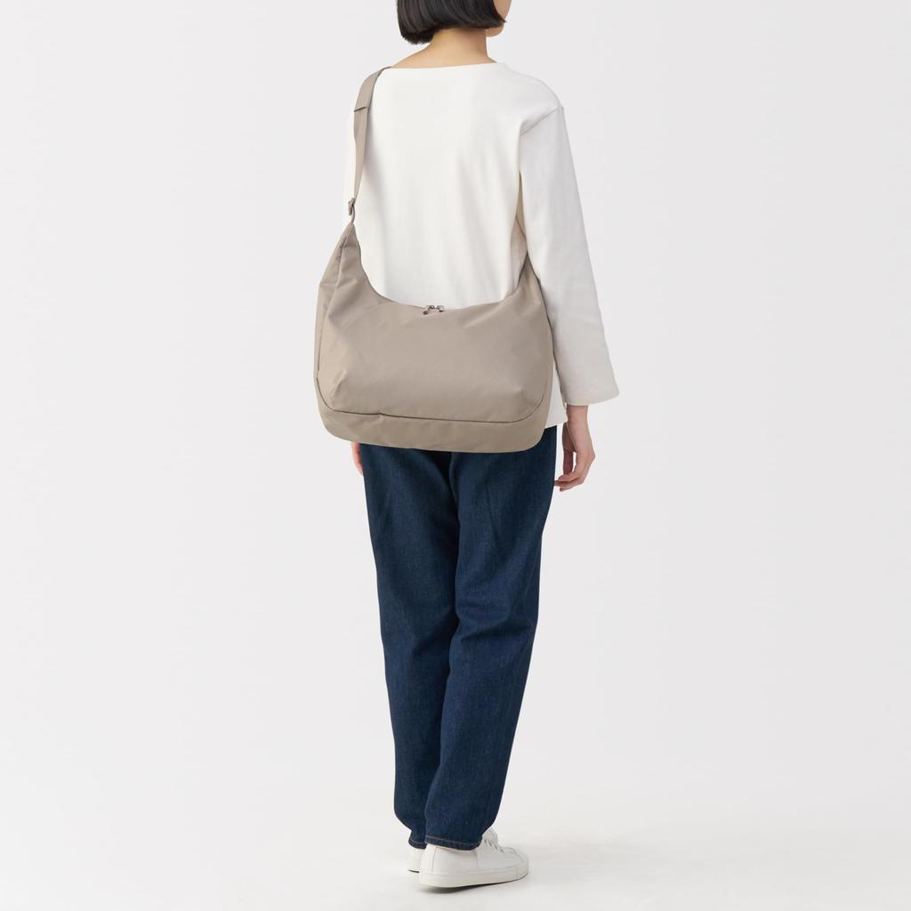 MUJI Dark EFD40A6S Water-Repellent 2-Way One-Shoulder Bag, Unisex, Beige,