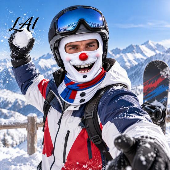 Winter Full Head Cover Christmas Face Print Ski Mask Realistic Balaclava for Men Cold Weather Women Windproof Cycling Riding Snowboarding