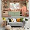2D Retro Christmas Kitchen Backdrop for Holiday Photos