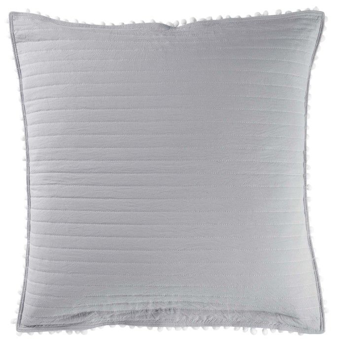 Housse de coussin - Dorin - 60 x 60 cm - Polyester - Finition matelassée - Gris et blanc