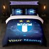 Malmö FF Custom Name Text Bedding Set 1 Duvet Cover+2 Pillowcases Soccer Logo Personalized Gift For Special Occasion Bedroom Decor