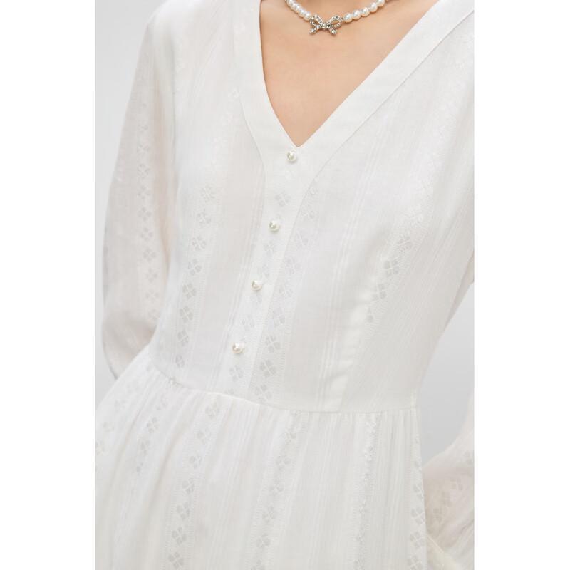 Qiusbiyiren 2025 Autumn V-Neck Pleated Dress