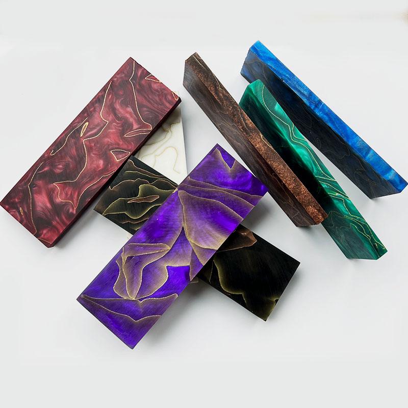 1PC Copper Mesh Resin Knife Handle Material DIY Patch Decor Scales Slabs Blank 120x40x8mm Resin Compression Template Plate