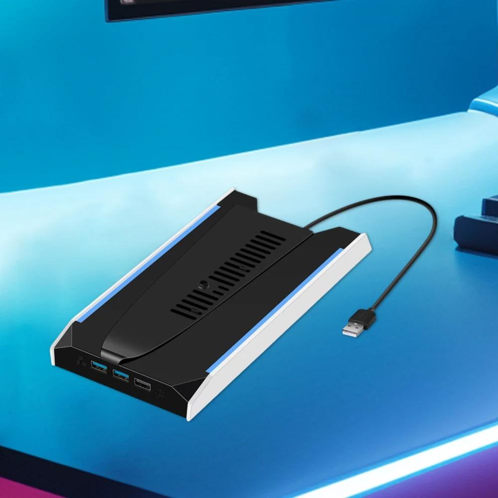 Für PS 5 Slim/PS 5 Pro RGB-Basisständer mit 3 USB 2.0-Anschlüssen, vertikaler Halter, 8 Lichtmodi für Sony Playstation 5 Spielzubehör