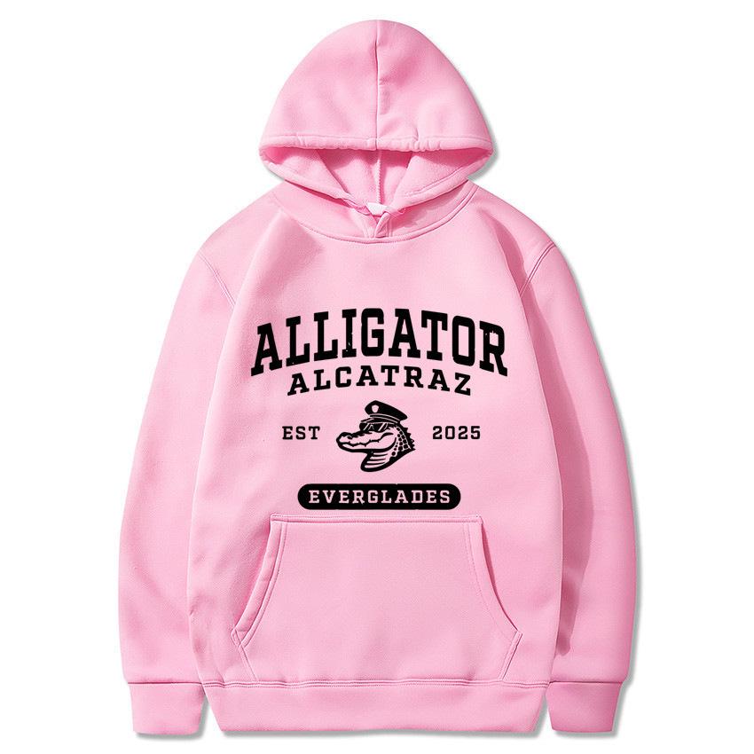 Unisex Alligator Alcatraz Hoodie - Fun & Fashionable Long-Sleeved Design L розовый