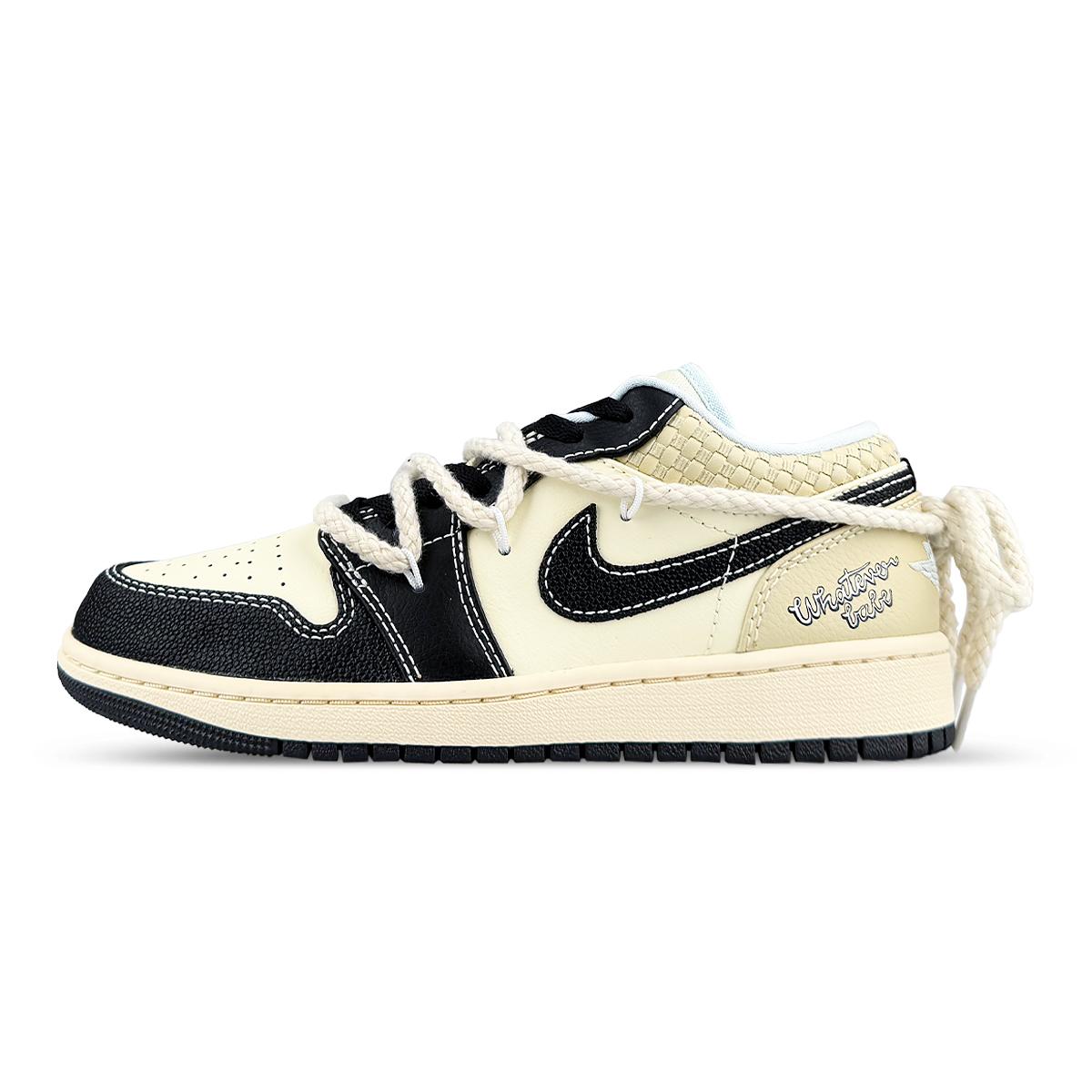 

Jordan Air Jordan 1 Low top Vintage Basketball Shoes Men s Beige Black HQ3437-101(Team1311-) 44
