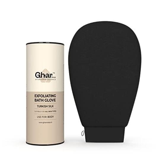 

Ghar Soaps Exfoliating Gloves For Dead Skin Body, Black | Loofah for Women/Loofah for Men | Gentle On Skin | Easy To Use | Scrub Gloves