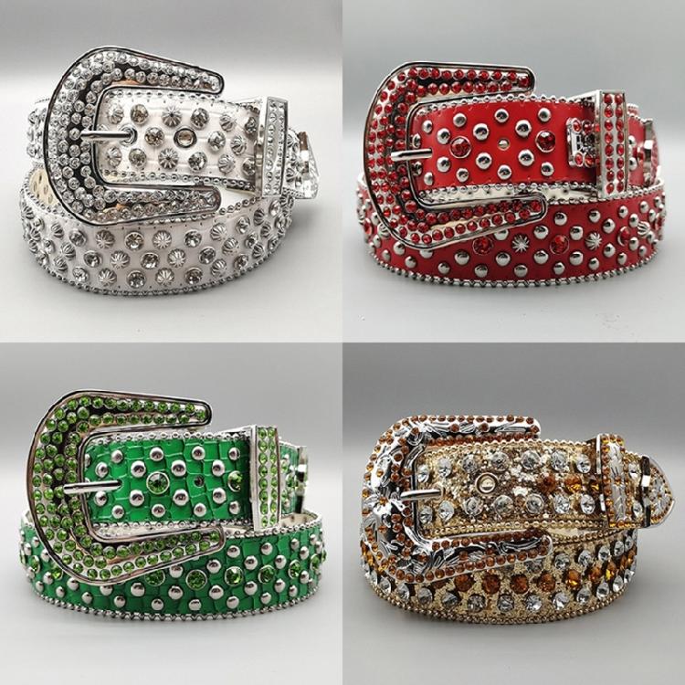 Exaggerated Rhinestone Waist Belts for Adult Pin Buckle Belt for Jeans Waistband