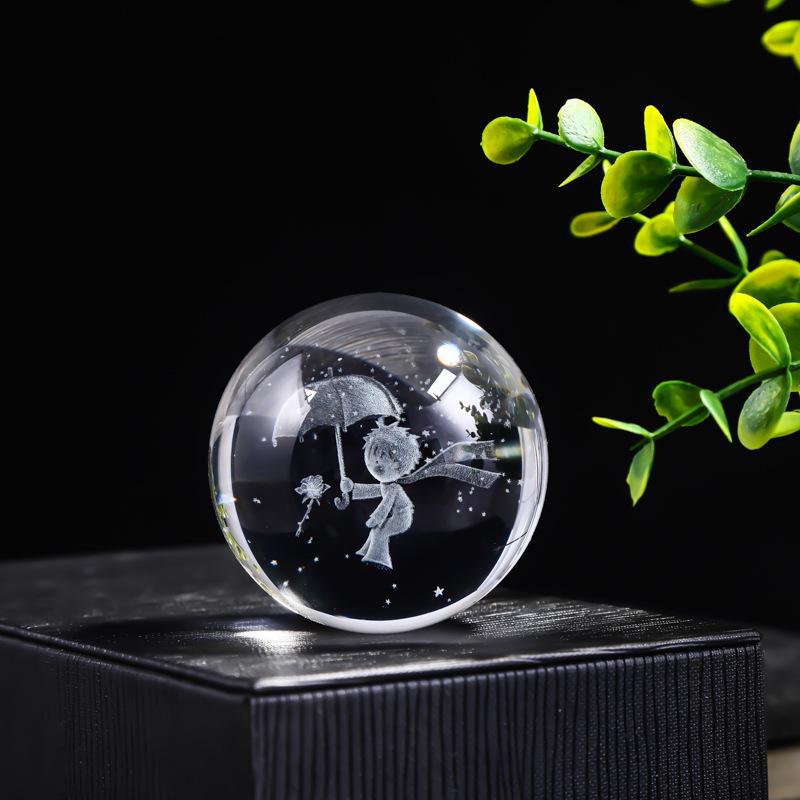 "40 Crystal Ball Ornaments: Rainy Day Clouds, Sun, Galaxy Design - Laser Engraved Cube for Home Decor and Gifts"