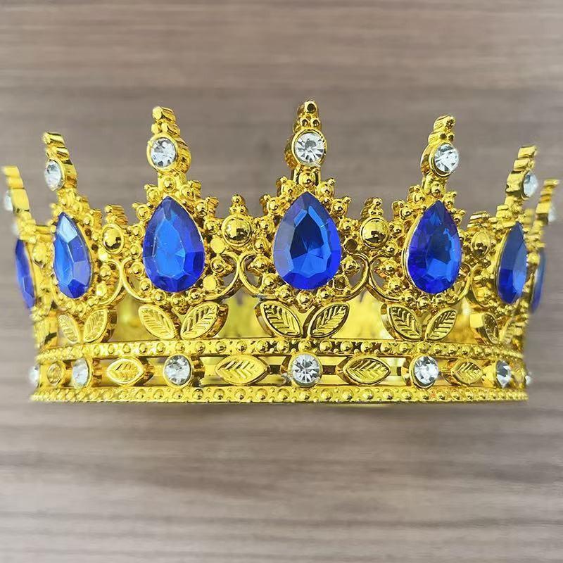 European and American Baroque Plastic Teardrop Crown Headwear for Brides Wedding Photography Accessories Full Round Coming of Age Ceremony Headwear