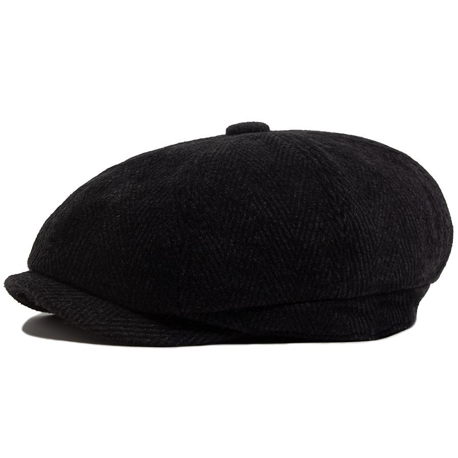 Men's Vintage Herringbone Wool Blend Newsboy Cap for Autumn/Winter