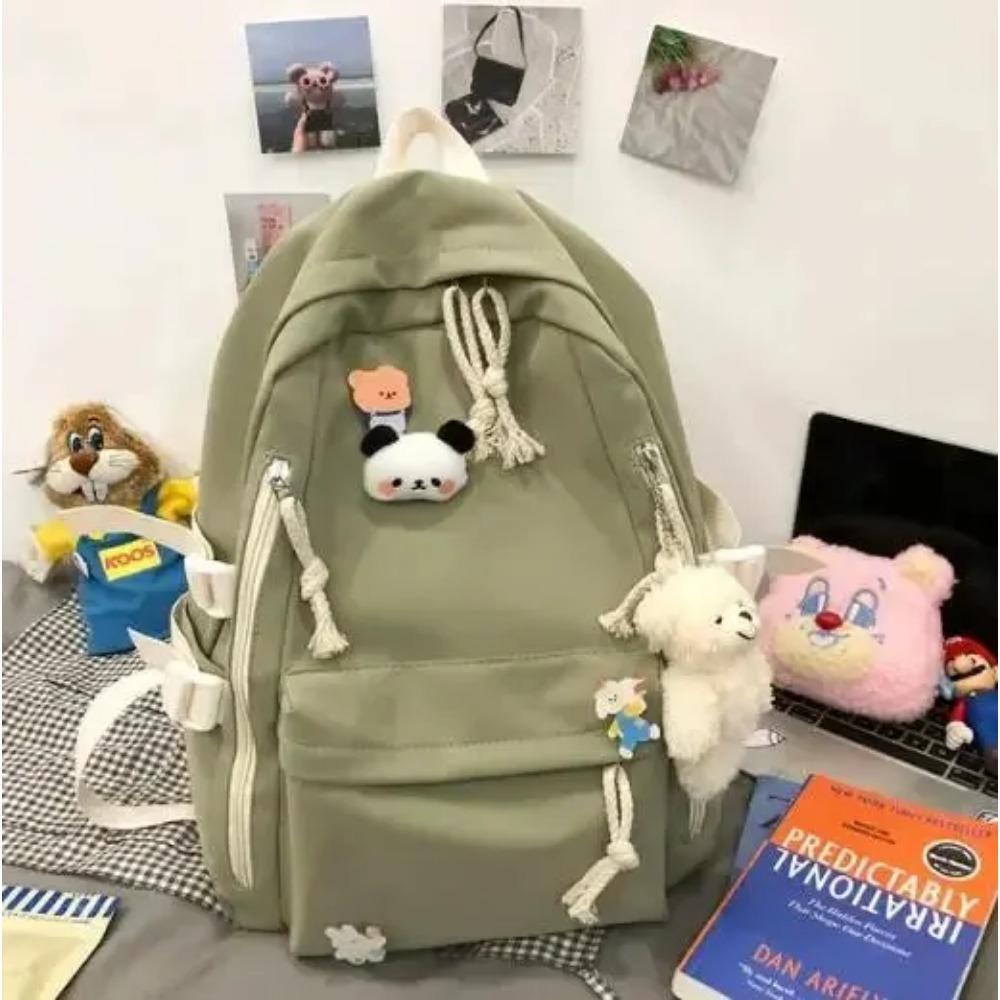 Girls Black Travel Waterproof School Bag Women New Nylon Laptop Book Bag Trendy Fashion Cute Female Ladies College Backpack Cool