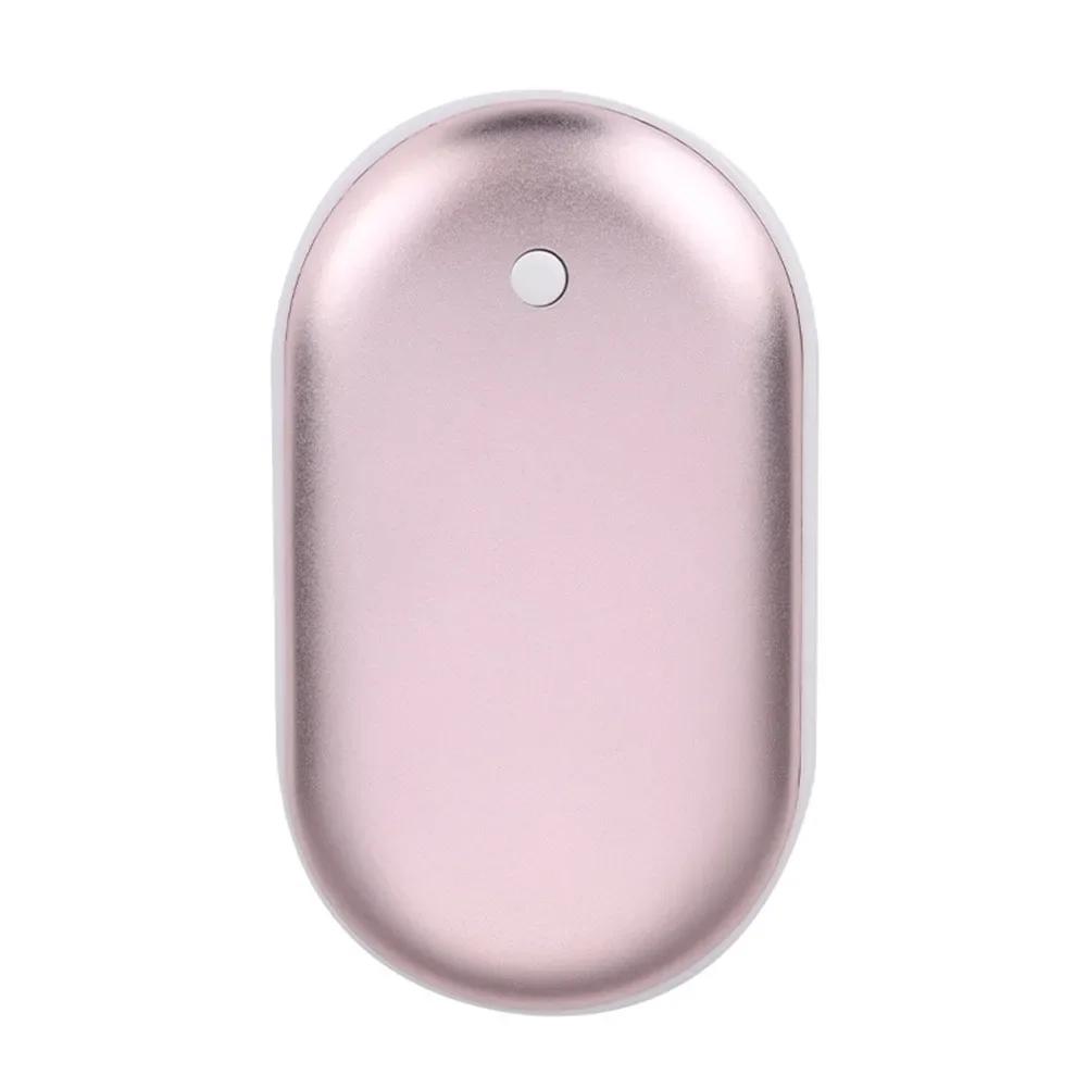 2 In 1 Mini Hand Warmer Portable USB Rechargeable Pocket Hand Warmer Cobblestone 5000mAh Large Capacity Double-sided Quick Heati