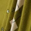 Miu Miu Damen High-End Argyle Strick-Cardigan mit Logo und Rundhalsausschnitt, Langarm
