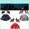 Five Dolls Halloween Bat Headband With Funny Animal Wings And Devil Skirt Costume