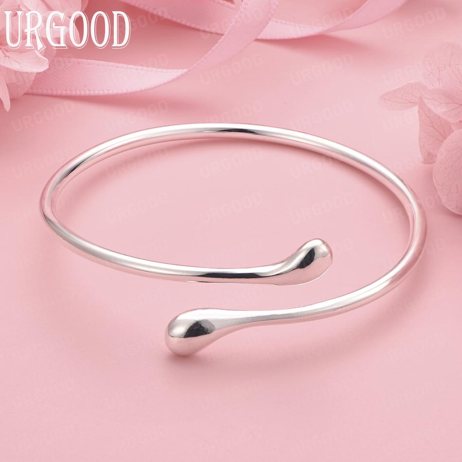 925 Sterling Silver Fashion Jewelry Adjustable Teardrop-Shaped Bangle Wedding Gift