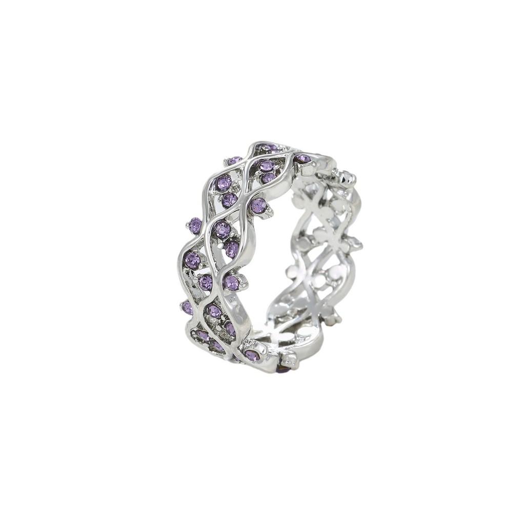 Imitation Zircon Amethyst Ring Wavy Streak Fashion Simple Classic Gift Retro