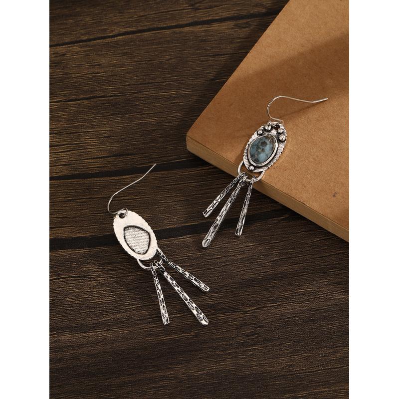 Retro Bohemian New Imitation Turquoise Inspired Elegant Tassel Earrings  Women's Festival Party Jewelry Accessories Gifts
