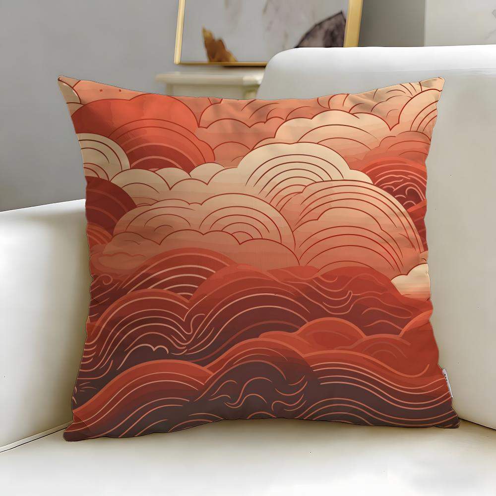 Wave Pattern Cushion Cover Soft EasyWash Pillow Case Versatile for Couch Bed Travel and Office