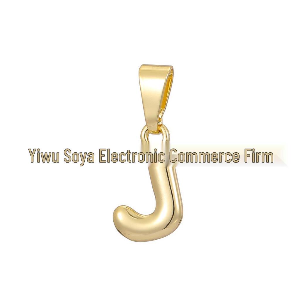 18k Gold-Plated Brass Mini Bubble Letter Pendant Necklace, DIY Personalized with 26 English Letters.